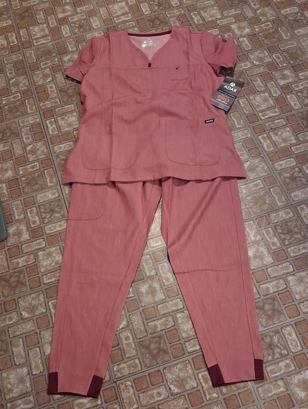 ADAR Pro Women's Dusty Rose Scrub Top & Jogger Set